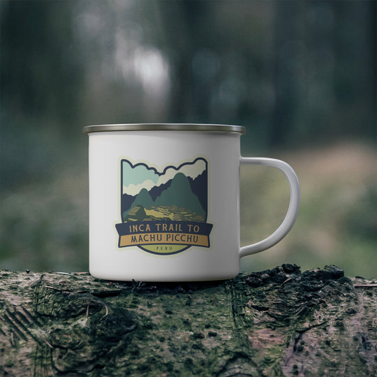 Inca Trail to Machu Picchu Enamel Camping Mug - Peru hiker gift