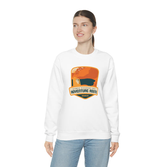 Olympic Discovery Trail Adventure Route - WA or Washington Unisex Heavy Blend Crewneck Sweatshirt