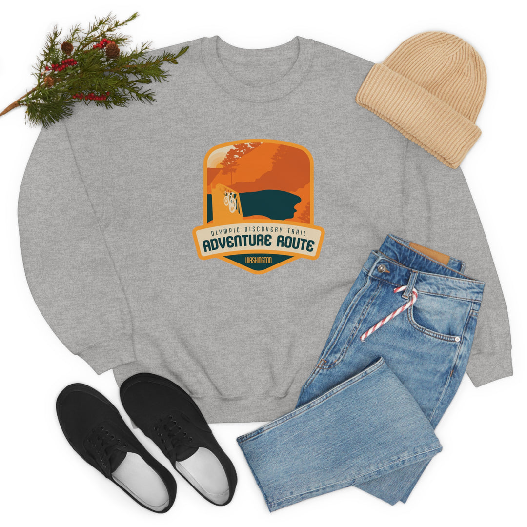 Olympic Discovery Trail Adventure Route - WA or Washington Unisex Heavy Blend Crewneck Sweatshirt