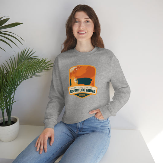 Olympic Discovery Trail Adventure Route - WA or Washington Unisex Heavy Blend Crewneck Sweatshirt