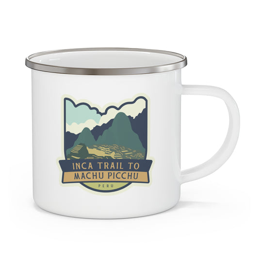 Inca Trail to Machu Picchu Enamel Camping Mug - Peru hiker gift