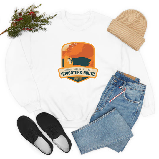 Olympic Discovery Trail Adventure Route - WA or Washington Unisex Heavy Blend Crewneck Sweatshirt