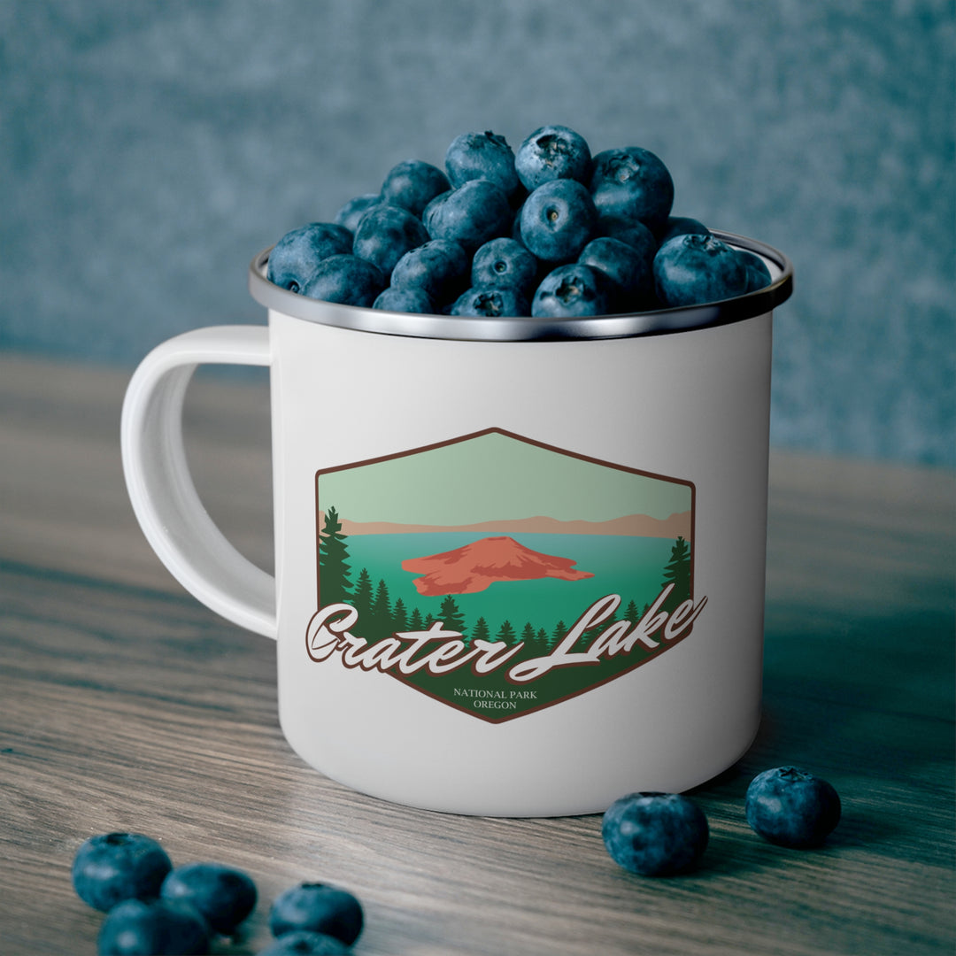 Crater Lake National Park Enamel Camping Mug Oregon hiker gift