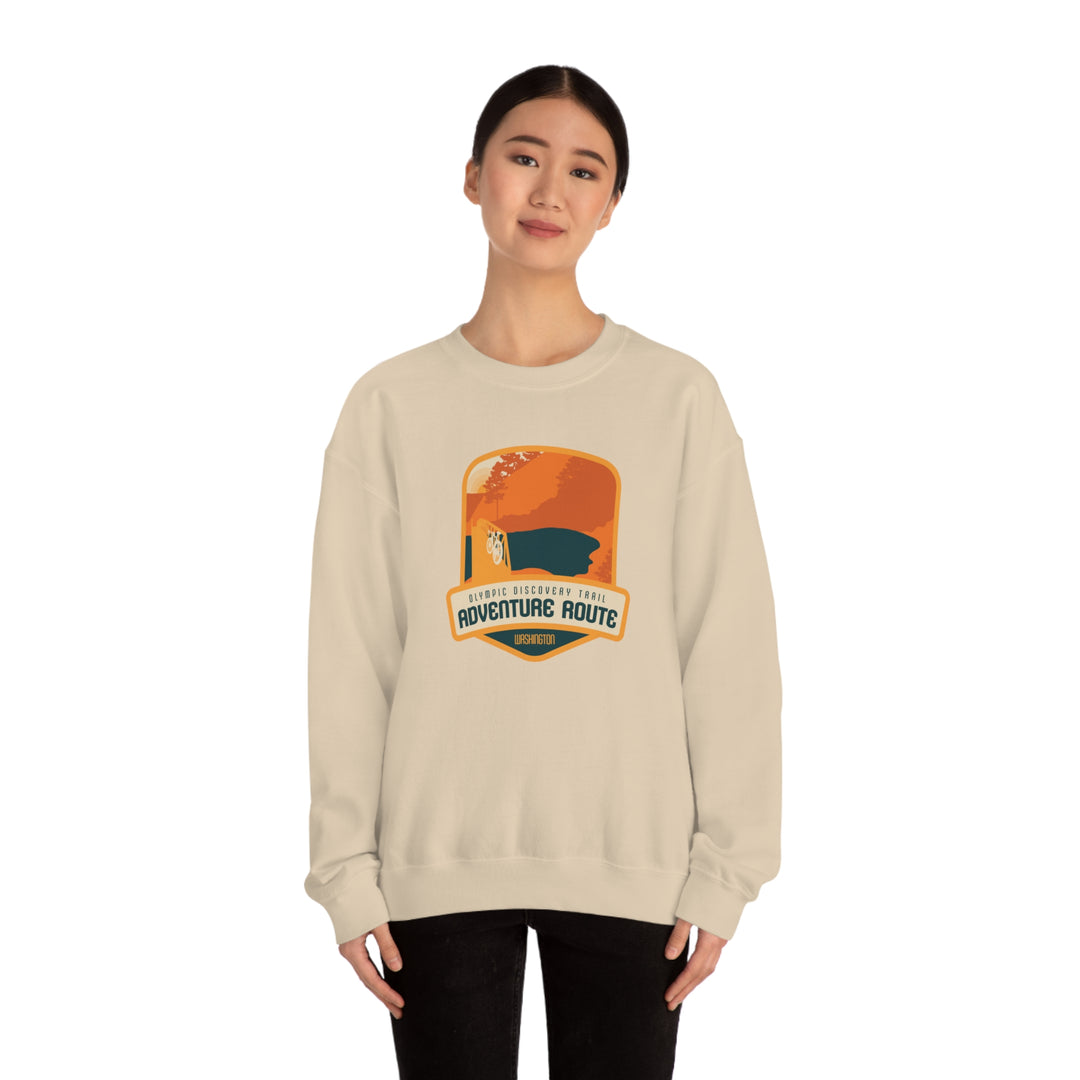 Olympic Discovery Trail Adventure Route - WA or Washington Unisex Heavy Blend Crewneck Sweatshirt