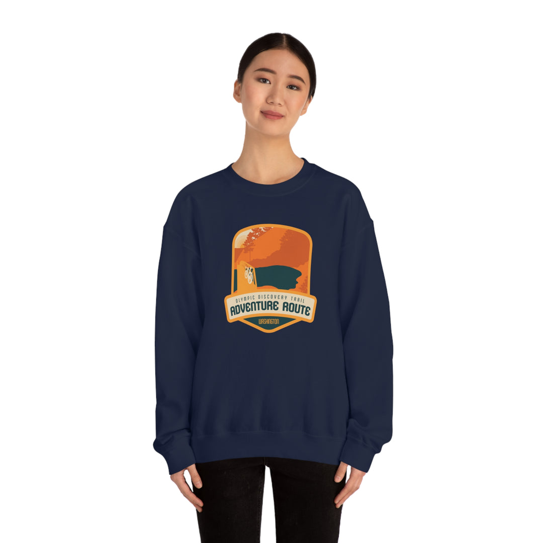 Olympic Discovery Trail Adventure Route - WA or Washington Unisex Heavy Blend Crewneck Sweatshirt