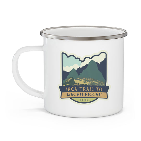 Inca Trail to Machu Picchu Enamel Camping Mug - Peru hiker gift