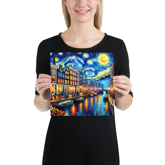 Amsterdam Poster in the style of van Gogh - Netherlands, Birthday present, Wedding Gift, Wall art print