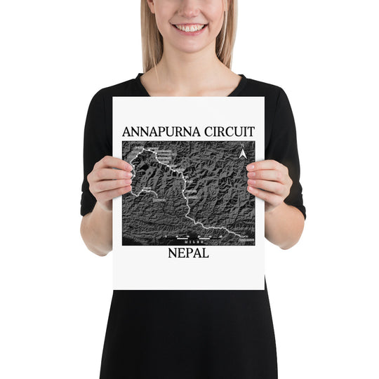 Annapurna Circuit Trek - Nepal Poster / Birthday present / Hiker Gift / Wall art print