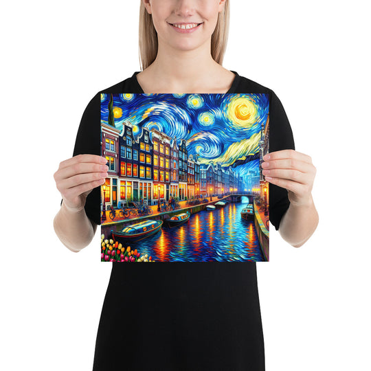 Amsterdam Poster in the style of van Gogh - Netherlands, Birthday present, Wedding Gift, Wall art print