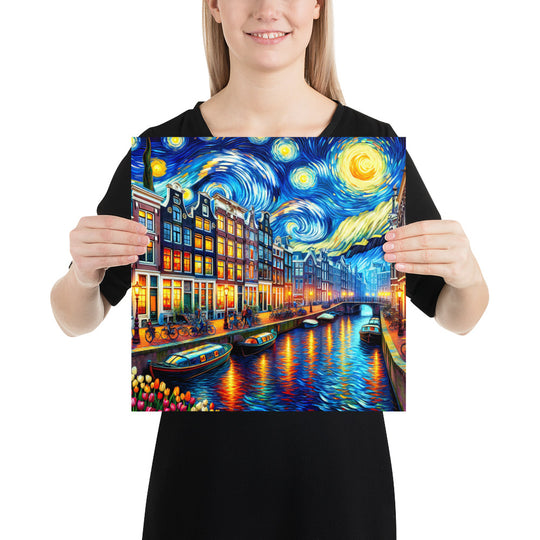 Amsterdam Poster in the style of van Gogh - Netherlands, Birthday present, Wedding Gift, Wall art print