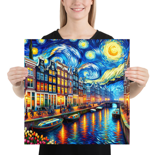 Amsterdam Poster in the style of van Gogh - Netherlands, Birthday present, Wedding Gift, Wall art print