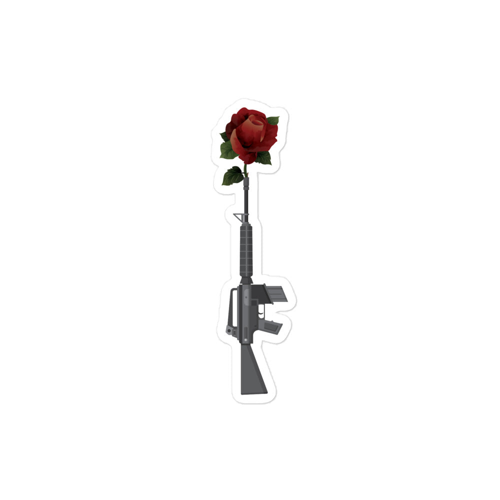 Make Peace not War - Gun with Rose Bubble-free stickers