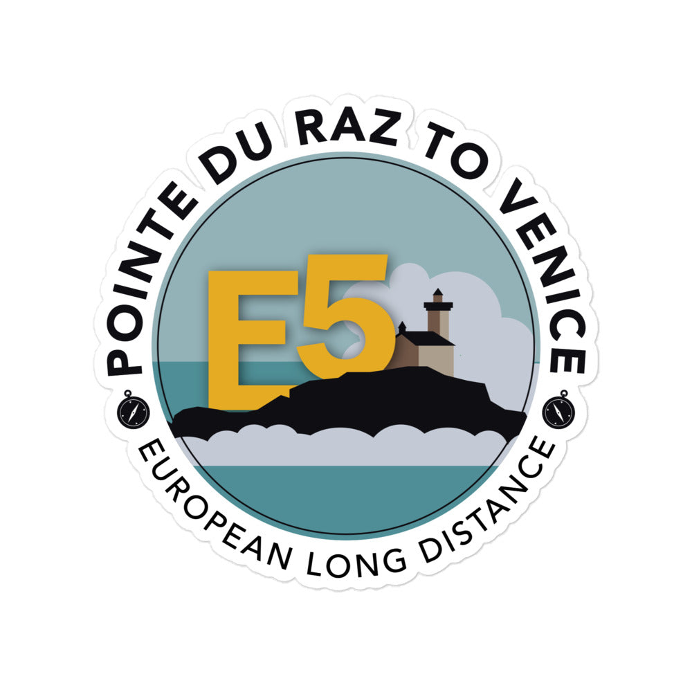 E5 - Pointe du Raz to Venice - European Long distance Trail Bubble-free stickers