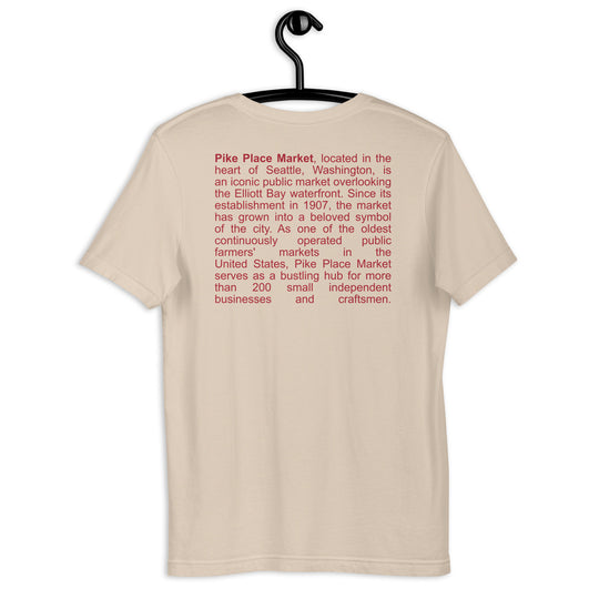 Pike Place Market - Seattle Unisex t-shirt - Backside Text