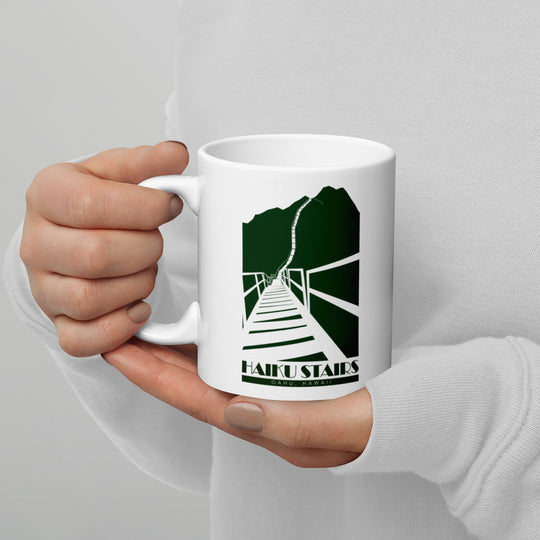 Haiku Stairs - Oahu, Hawaii White glossy mug