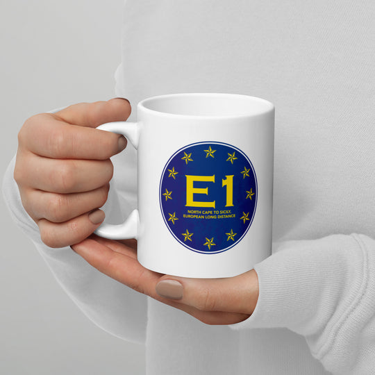 E1 North Cape to Sicily - European long distance Path White glossy mug