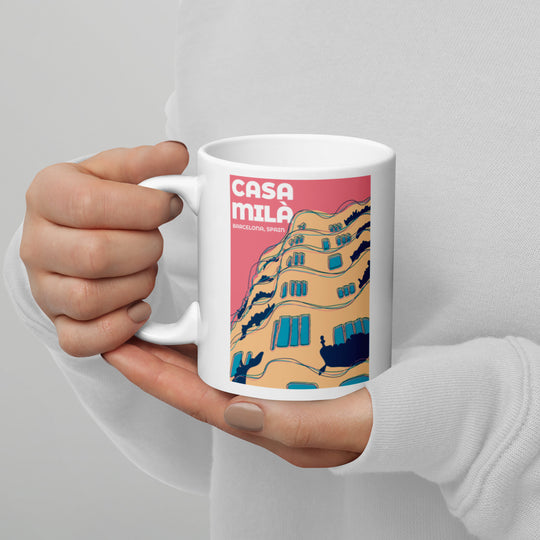 Casa Mila - Barcelona, Spain White glossy mug