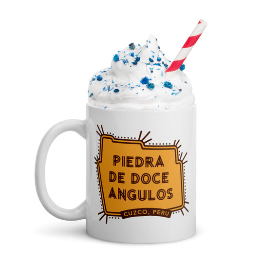 Piedra de doce angulos – Cuzco, Peru White glossy mug