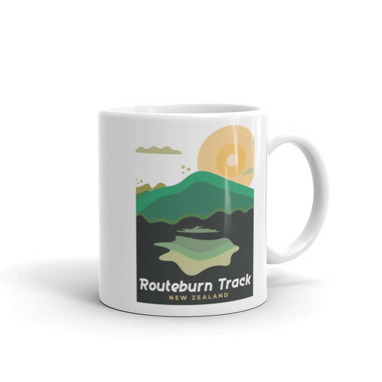 Routeburn Track - New Zealand White glossy mug