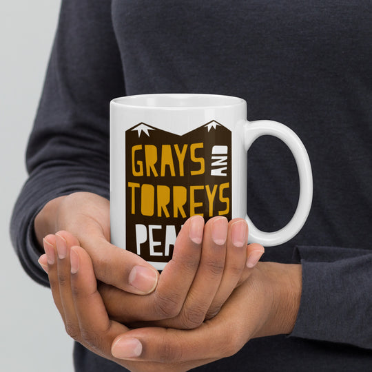 Grays and Torreys Peak White glossy mug