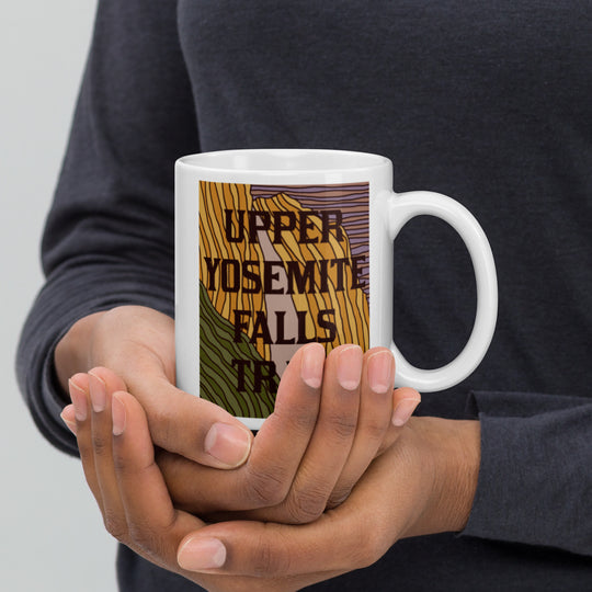 Upper Yosemite Falls Trail White glossy mug