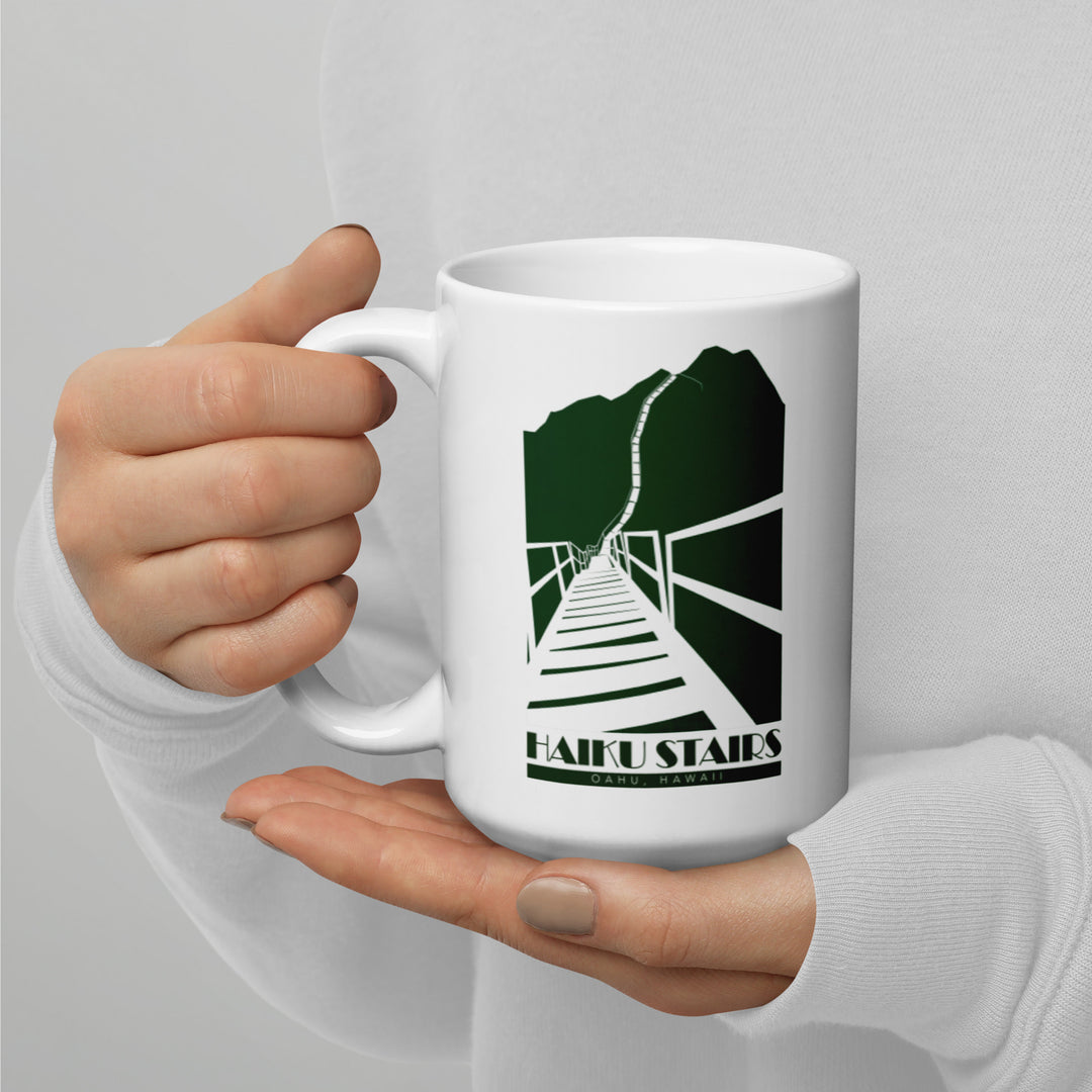 Haiku Stairs - Oahu, Hawaii White glossy mug