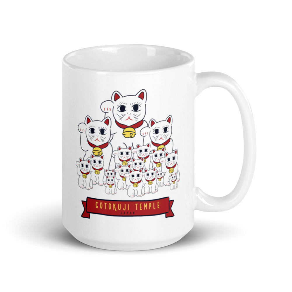 Cats Gotokuji Temple - Tokyo, Japan  White glossy mug