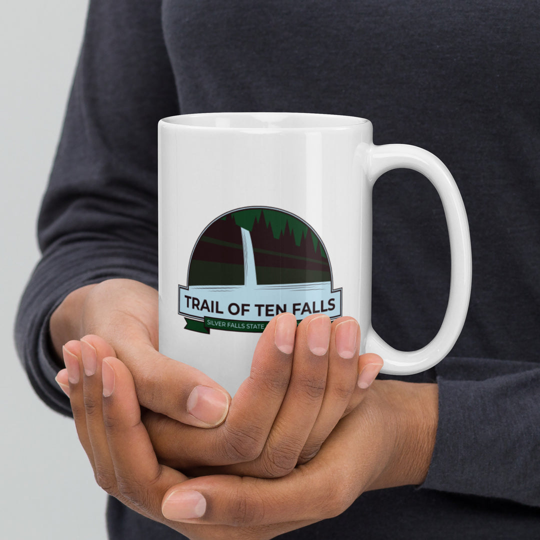 Trail of Ten Falls Loop Hike - Oregon White glossy mug