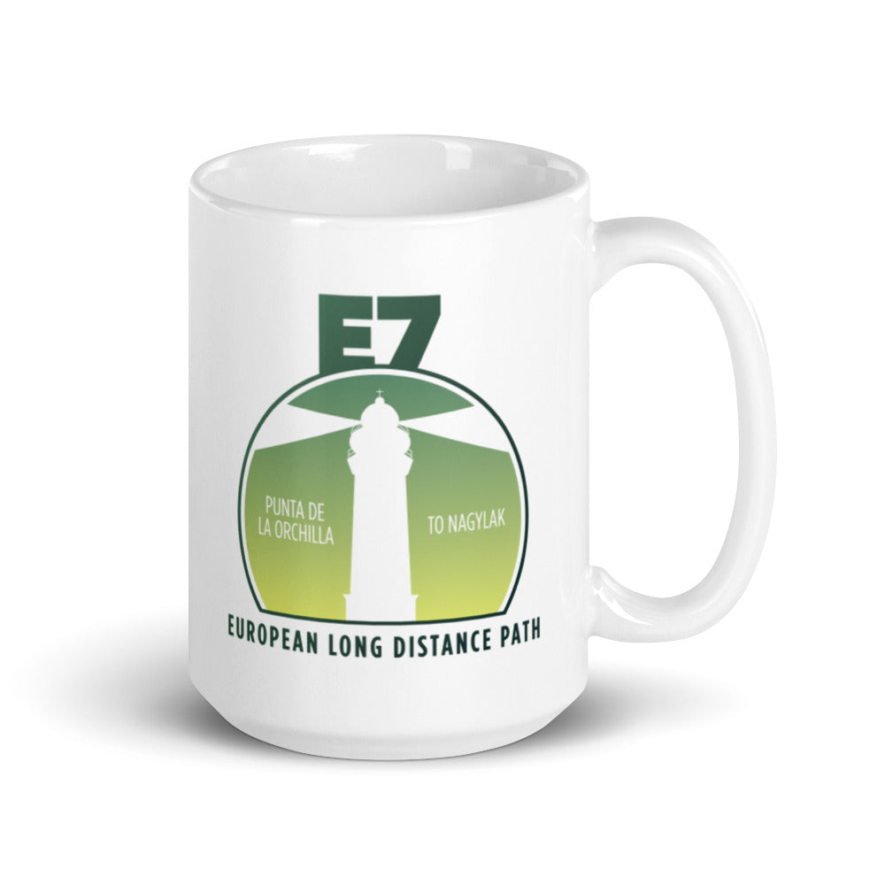 E7 - Punta de la orchilla to Nagylak - European Long distance Trail White glossy mug