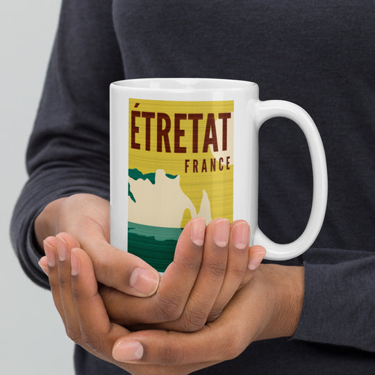 Etretat - France White glossy mug