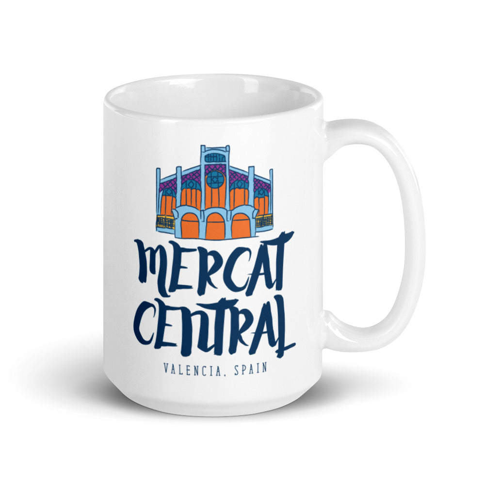 Mercat Central - Valencia, Spain White glossy mug