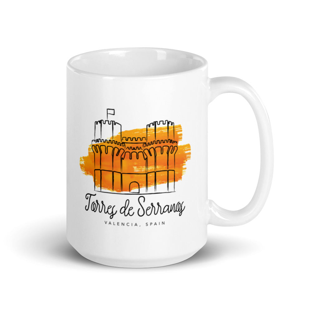 Torres de Serranos - Valencia, Spain White glossy mug