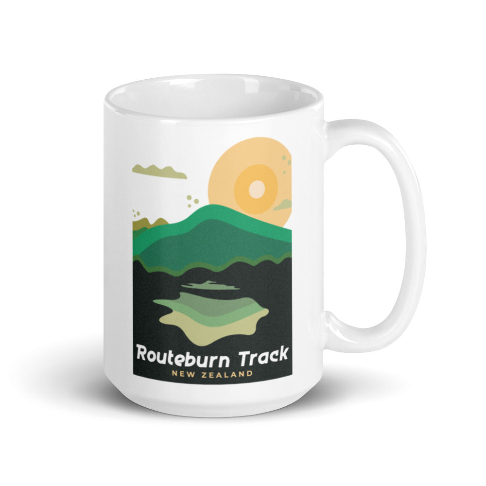 Routeburn Track - New Zealand White glossy mug