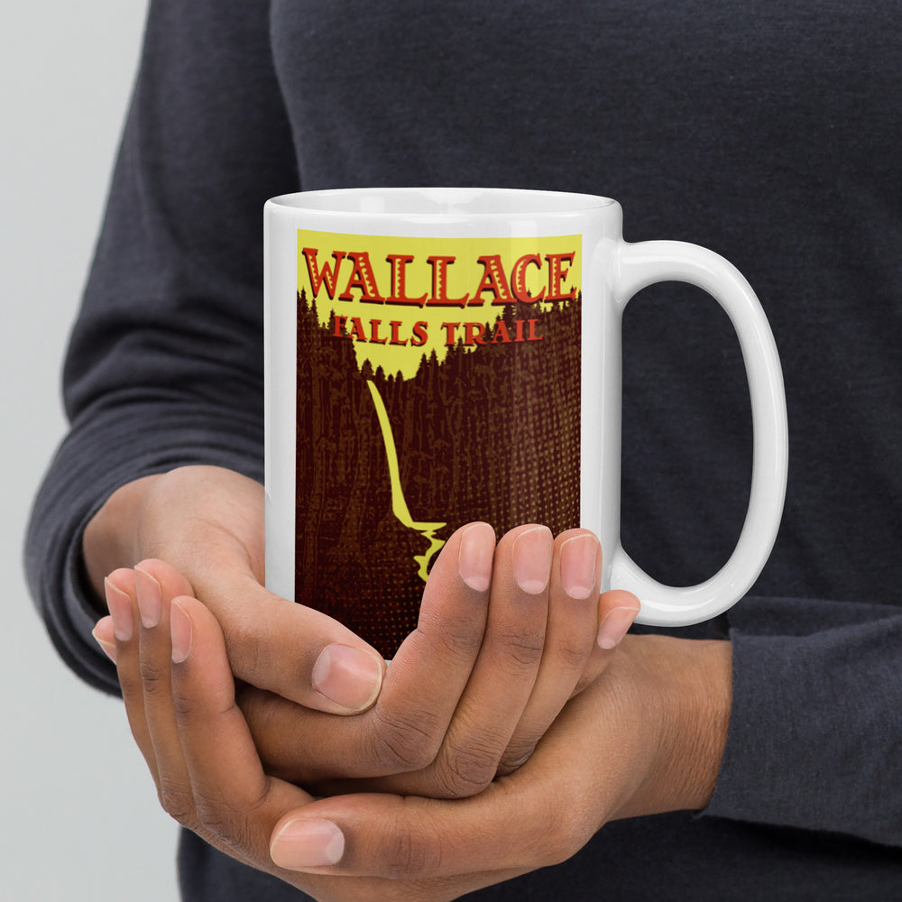 Wallace Falls Trail White glossy mug