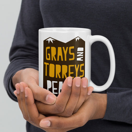 Grays and Torreys Peak White glossy mug