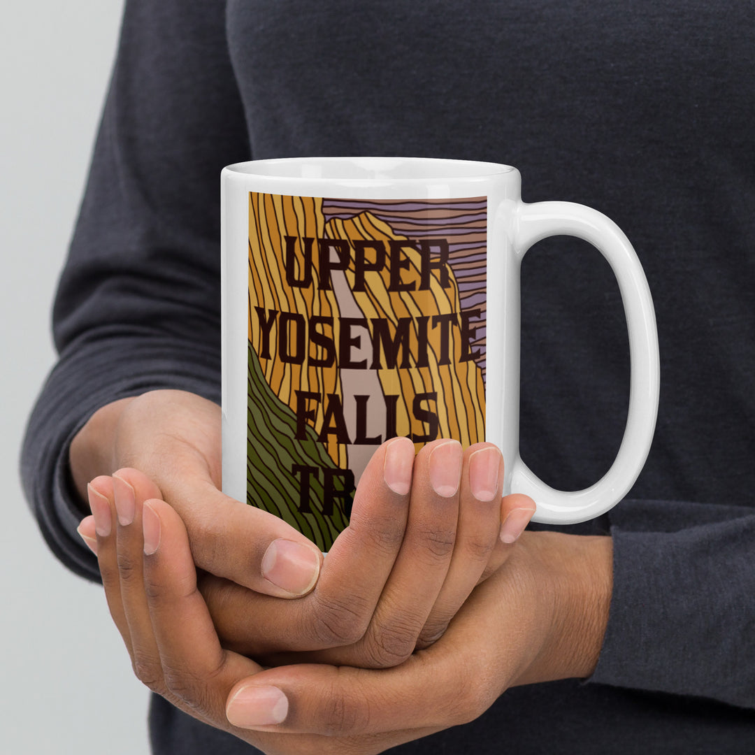 Upper Yosemite Falls Trail White glossy mug