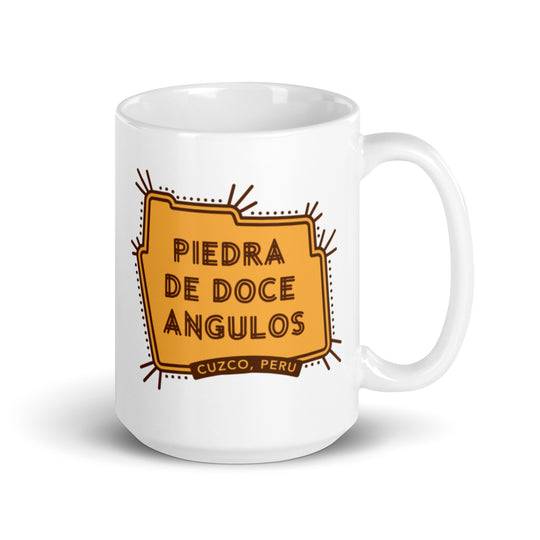 Piedra de doce angulos – Cuzco, Peru White glossy mug