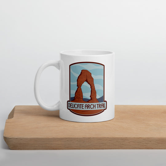 Delicate Arch Trail White glossy mug