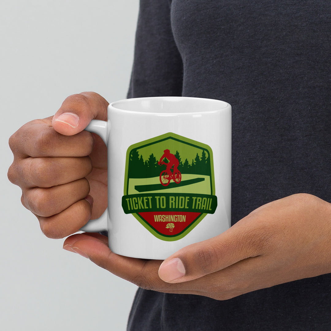 Ticket to Ride Trail - Washington State White glossy mug