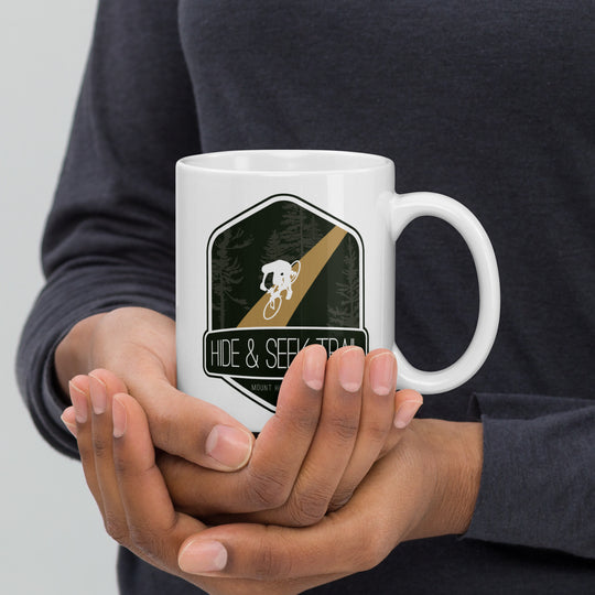 Hide and Seek Trail - Mount Hood Village, Oregon White glossy mug