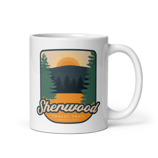 Sherwood Forest Trail - Sandpoint, Idaho White glossy mug