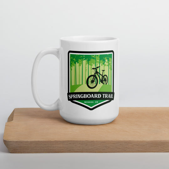 Springboard Trail - Monroe, Oregon White glossy mug