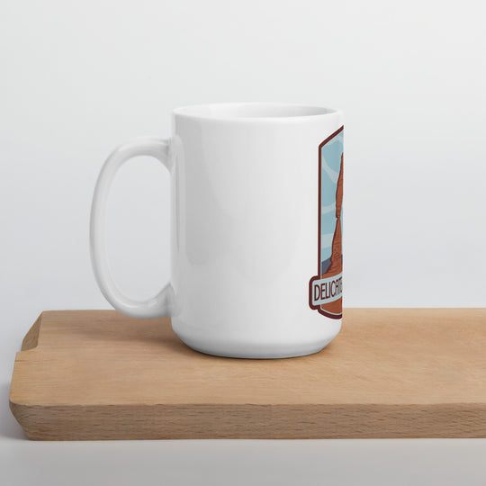 Delicate Arch Trail White glossy mug