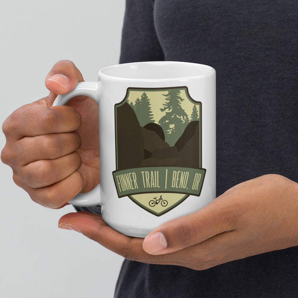 Funner Trail – Bend, Oregon White glossy mug