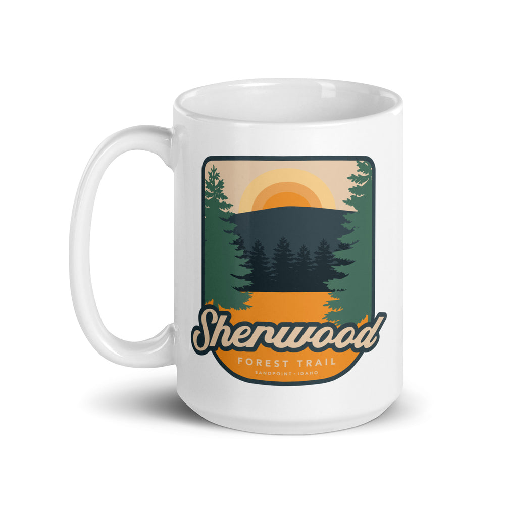 Sherwood Forest Trail - Sandpoint, Idaho White glossy mug