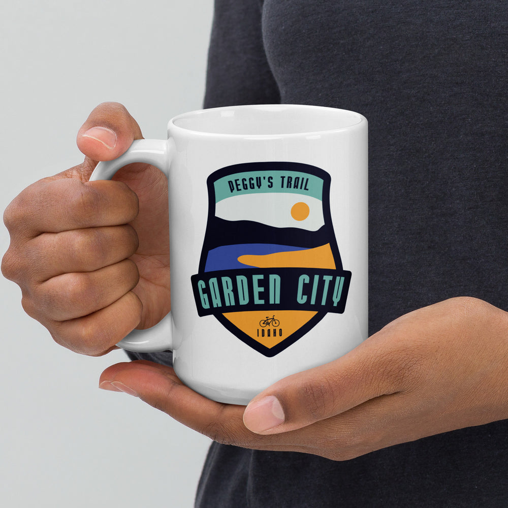 Peggy&#39;s Trail - Garden City, Idaho White glossy mug