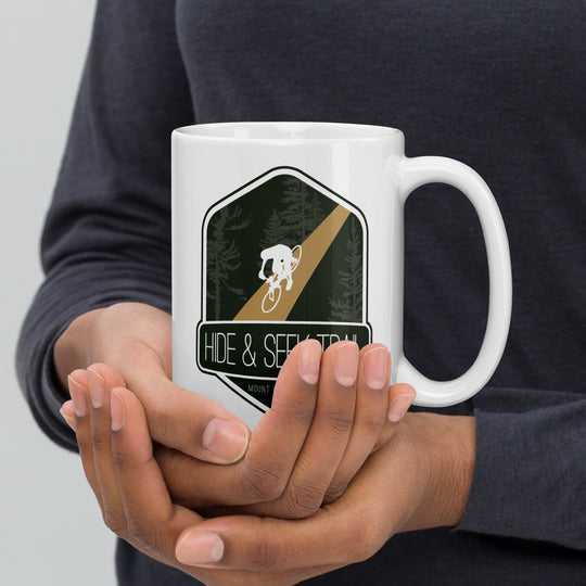 Hide and Seek Trail - Mount Hood Village, Oregon White glossy mug