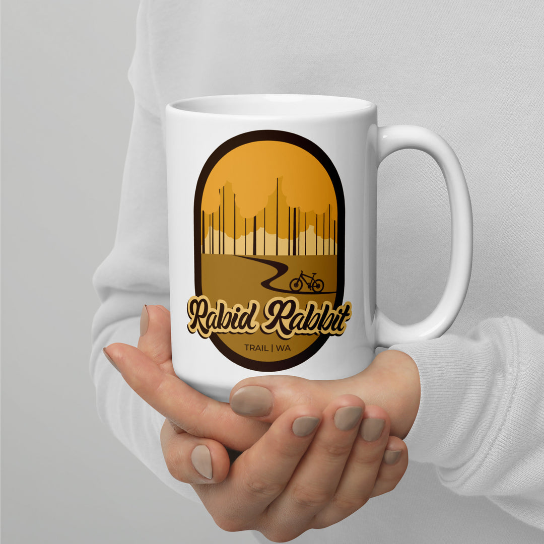 Rabid Rabbit Trail - Washington State White glossy mug